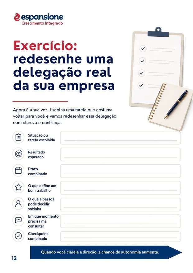 Página do e-book: exercício para redesenhar uma delegação real